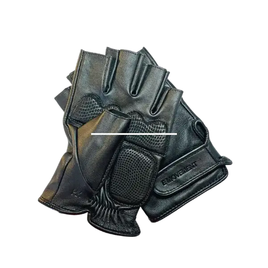 E-Movement black black leather gloves for electric e bike UK