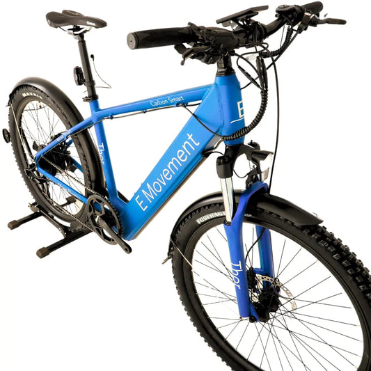 Blue long range e bike ideal for all terrains. Available electric bikes England.