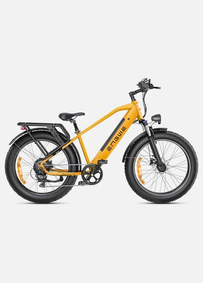 Fat tire e bike in yellow, designed for all terrains, offering a stylish electric bike ride in the UK