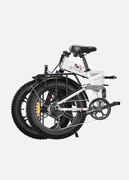 White folding fat tire e bike, designed for all terrains including city, mountain and trekking electric bike rides in the UK