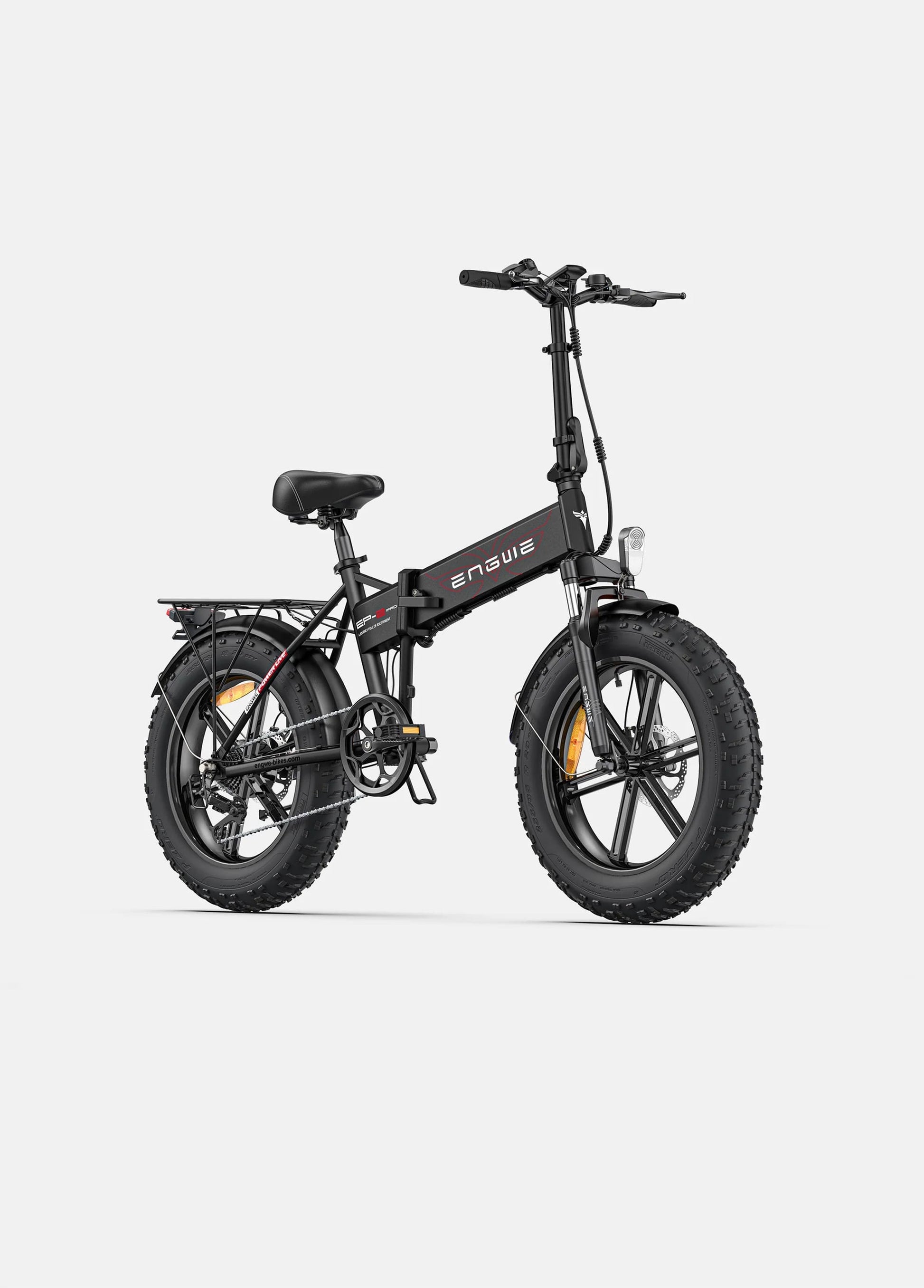 Black fat tire e bike with front suspension, designed for all terrains including city, mountain and trekking electric bike rides in the UK