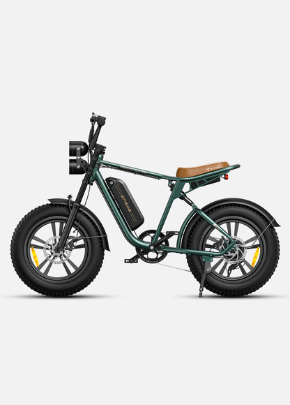 Fat tire e bike in green, designed for all terrains, offering a stylish electric bike ride in the UK