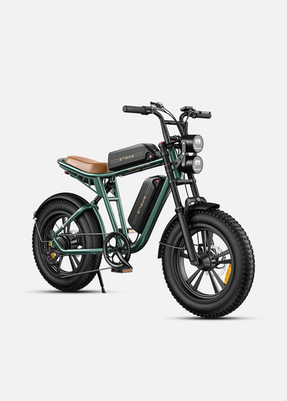 Fat tire e bike in green, designed for all terrains, offering a stylish electric bike ride in the UK