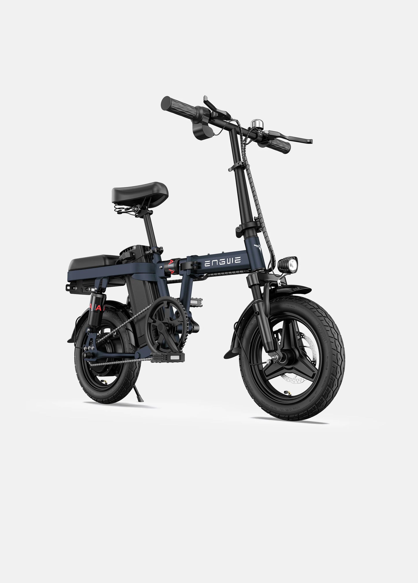 Blue folding e bike for UK city commuting. Perfect for everyday electric bike use.