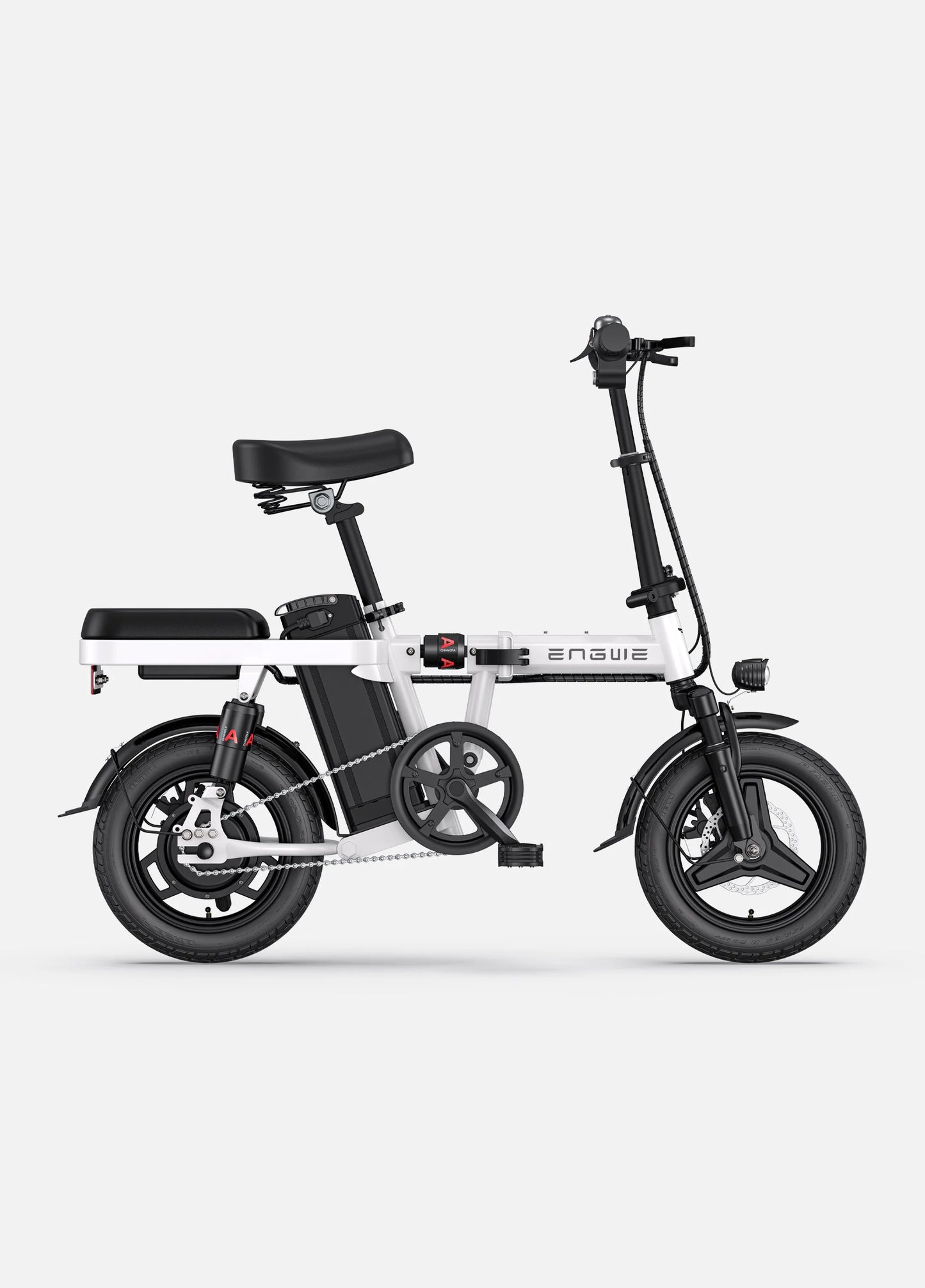 White folding e bike for UK city commuting. Perfect for everyday electric bike use.