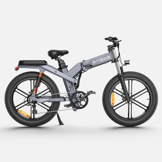 Grey fat tire e bike, designed for all terrains including city, mountain and trekking electric bike rides in the UK