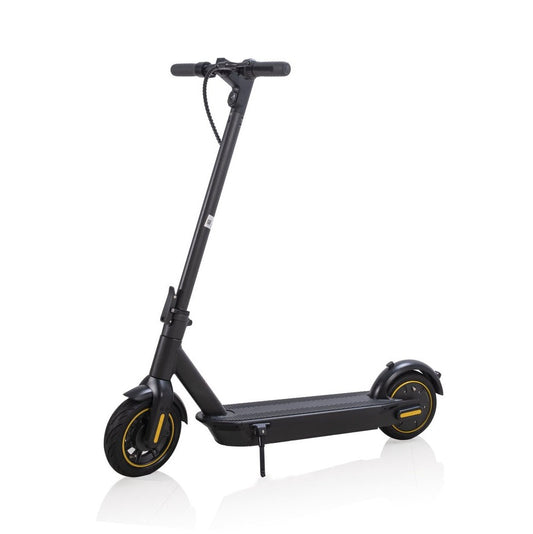 Black electric scooter for city commuting with long-range battery and excellent climbing capability.