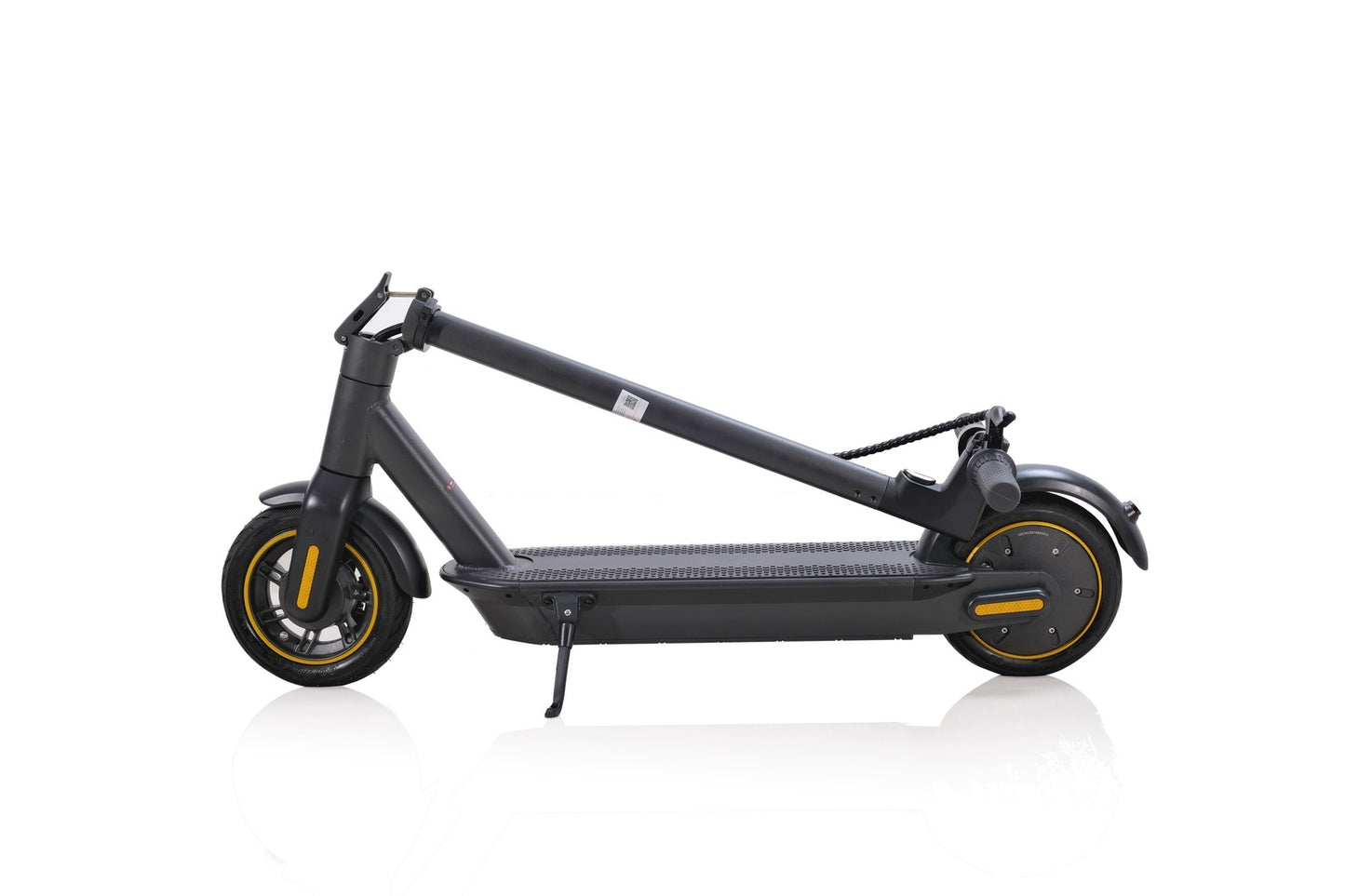 Black electric scooter for city commuting with long-range battery and excellent climbing capability.