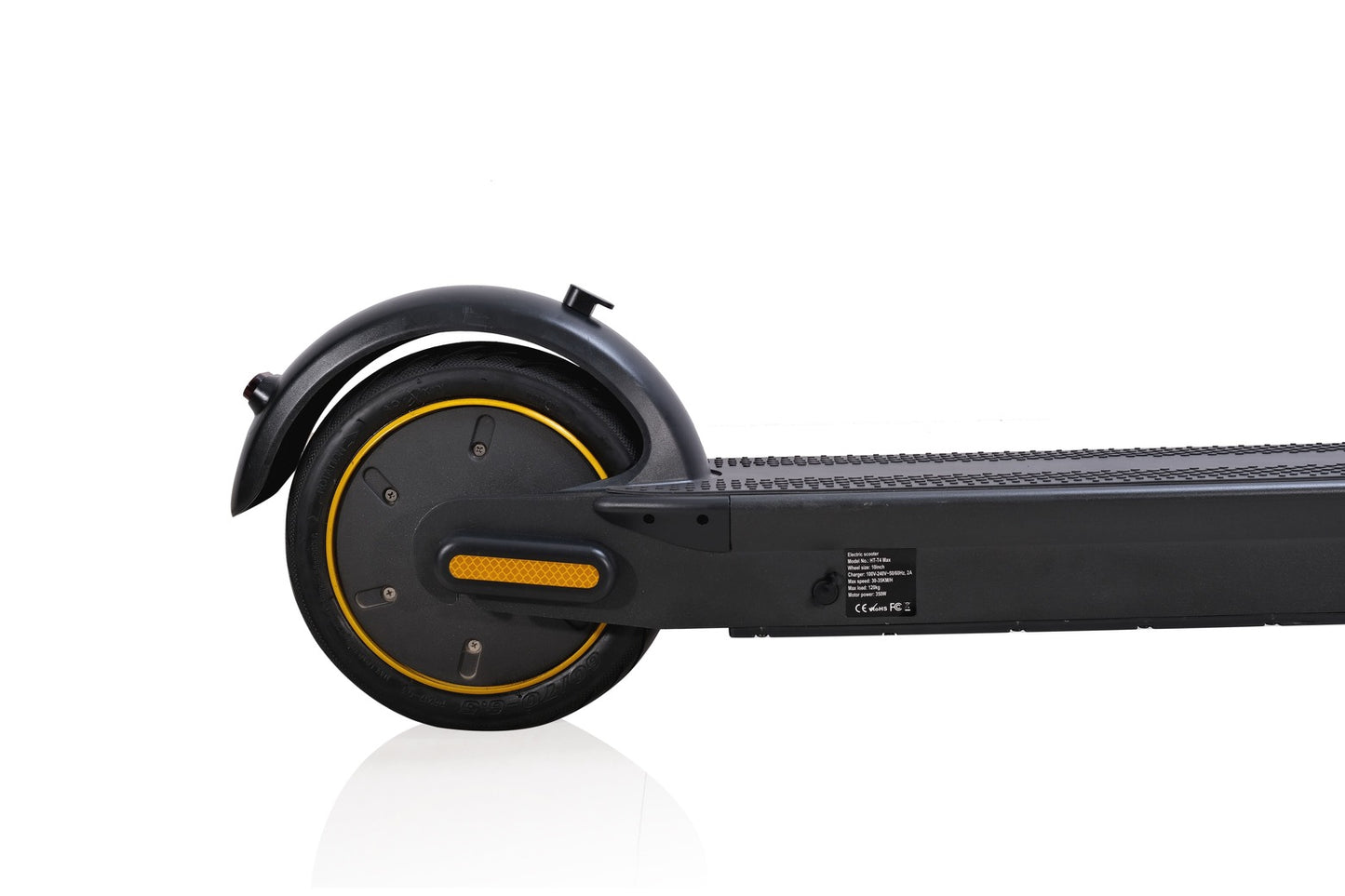 Black electric scooter for city commuting with long-range battery and excellent climbing capability.