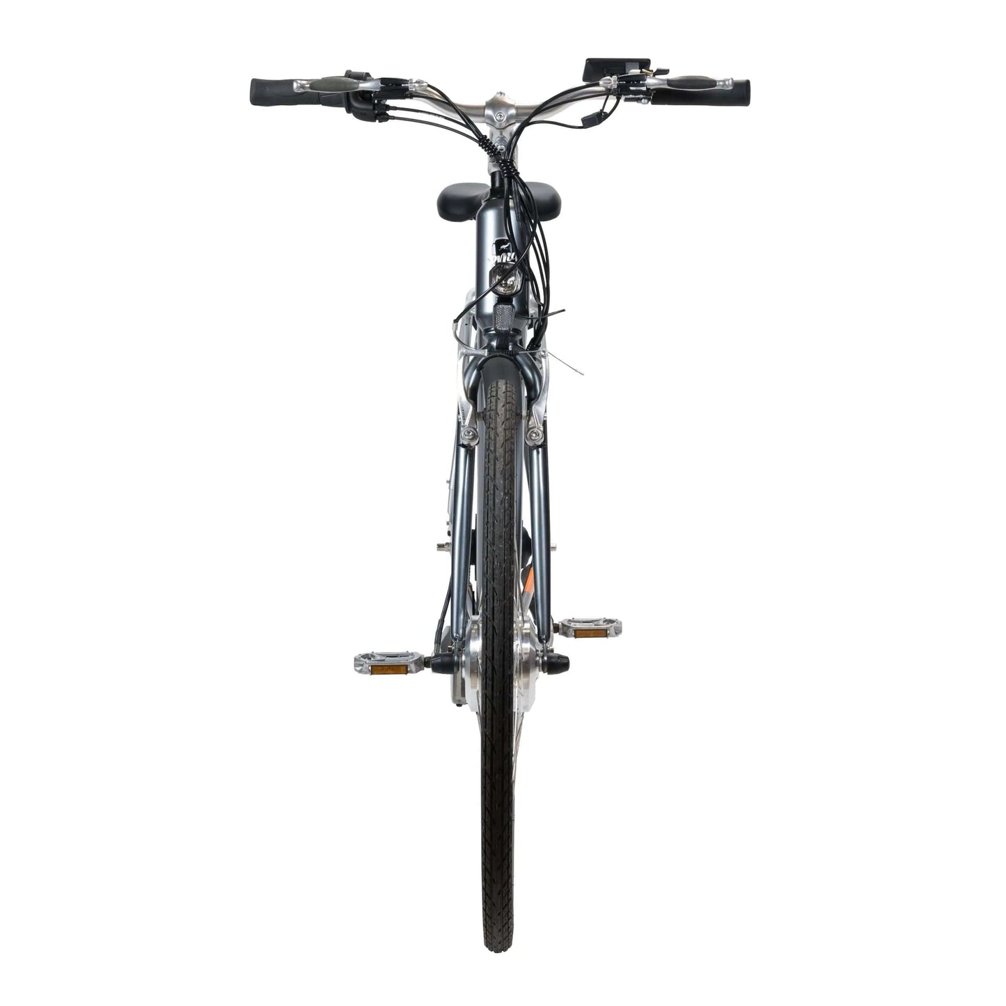 Cross-country e bike with classic crossbar design, built-in USB, and long-lasting battery, ideal for city and off-road rides.