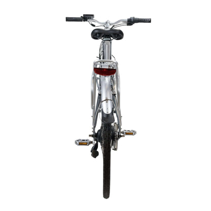 Cross-country e bike with classic crossbar design, built-in USB, and long-lasting battery, ideal for city and off-road rides.