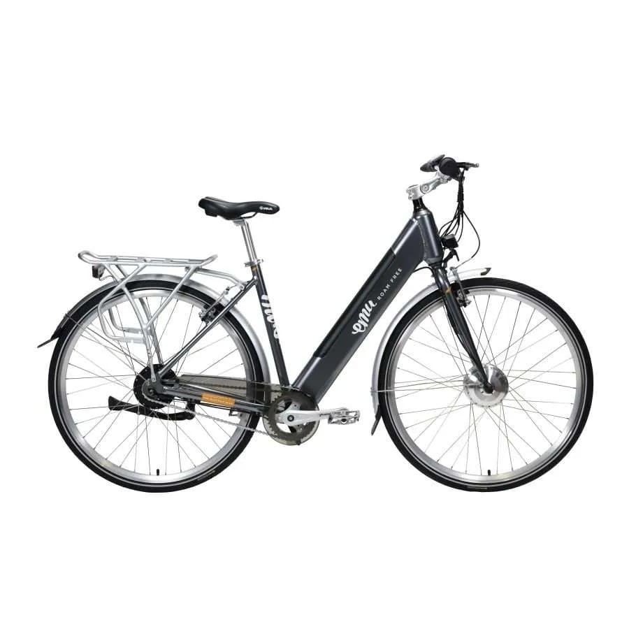 Black step-through electric bike for city commuting, perfect e bike for daily use available in the UK.