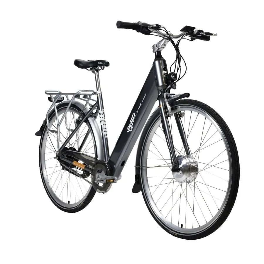 Black step-through electric bike for city commuting, perfect e bike for daily use available in the UK.