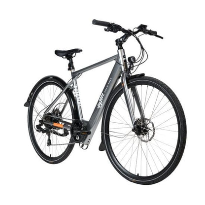 Grey crossbar electric bike, one of the lightest e bikes ideal for commuting and daily use in the UK.