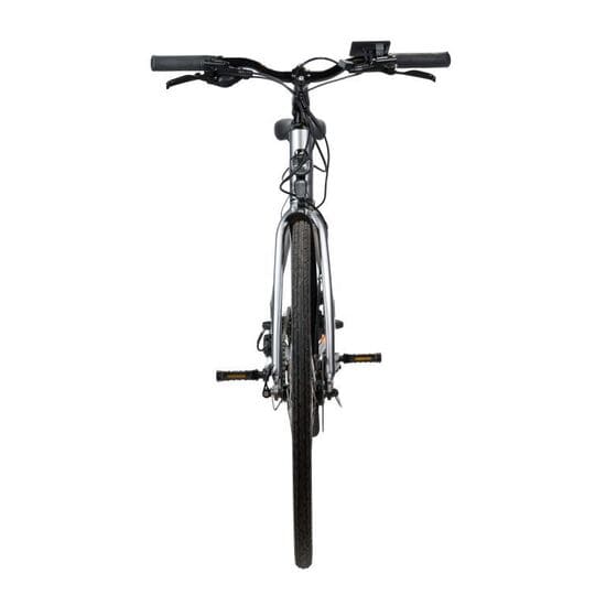 Grey crossbar electric bike, one of the lightest e bikes ideal for commuting and daily use in the UK.