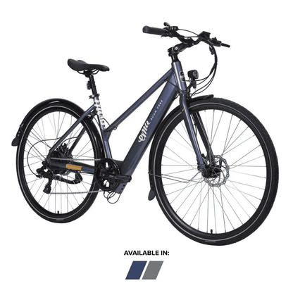 Blue Grey step-through electric bike, one of the lightest e bikes ideal for commuting and daily use in the UK.