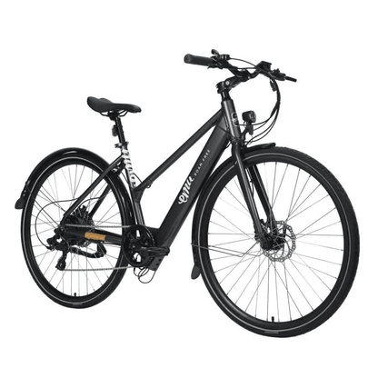 Grey step-through electric bike, one of the lightest e bikes ideal for commuting and daily use in the UK.