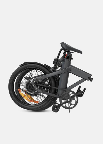 Grey folding e bike for UK city commuting. Perfect for everyday electric bike use.