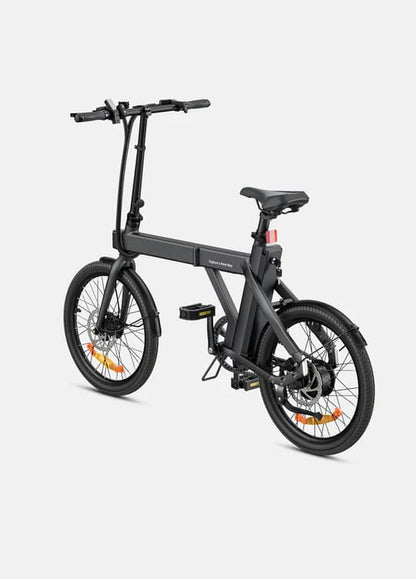 Grey folding e bike for UK city commuting. Perfect for everyday electric bike use.