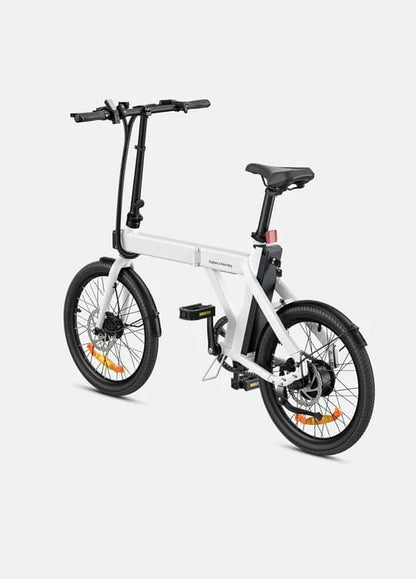 White folding e bike for UK city commuting. Perfect for everyday electric bike use.