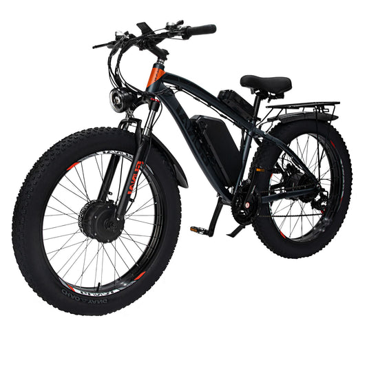 Fat tire e bike in black, designed for all terrains, offering a stylish electric bike ride in the UK