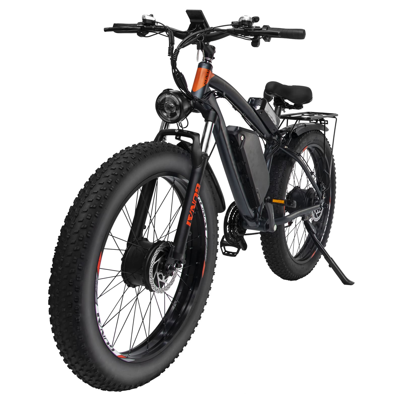 Fat tire e bike in black, designed for all terrains, offering a stylish electric bike ride in the UK