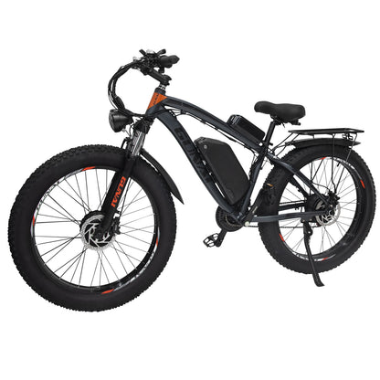 Fat tire e bike in black, designed for all terrains, offering a stylish electric bike ride in the UK