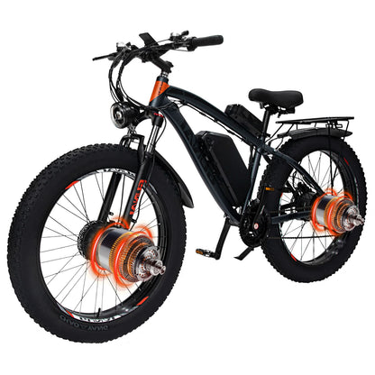 Fat tire e bike in black, designed for all terrains, offering a stylish electric bike ride in the UK