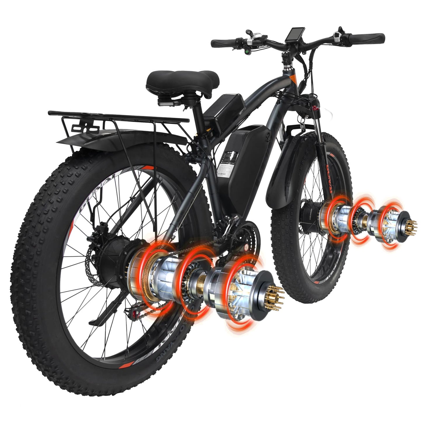 Fat tire e bike in black, designed for all terrains, offering a stylish electric bike ride in the UK