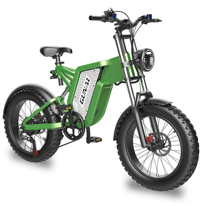 Black fat tire e bike, designed for all terrains including city, mountain and trekking electric bike rides in the UK