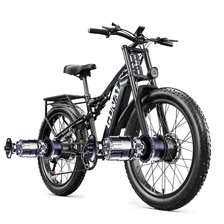 Fat tire e bike in black, designed for all terrains, offering a stylish electric bike ride in the UK