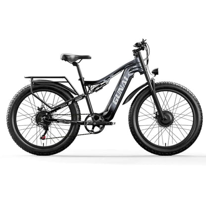 Fat tire e bike in black, designed for all terrains, offering a stylish electric bike ride in the UK