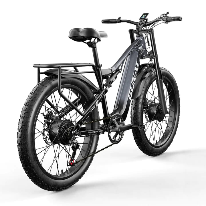 Fat tire e bike in black, designed for all terrains, offering a stylish electric bike ride in the UK