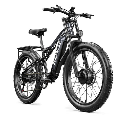 Fat tire e bike in black, designed for all terrains, offering a stylish electric bike ride in the UK