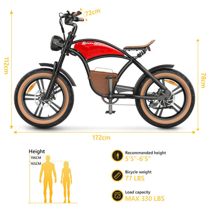 Stylish fat tire e bike, designed for all terrains including city, mountain and trekking electric bike rides in the UK