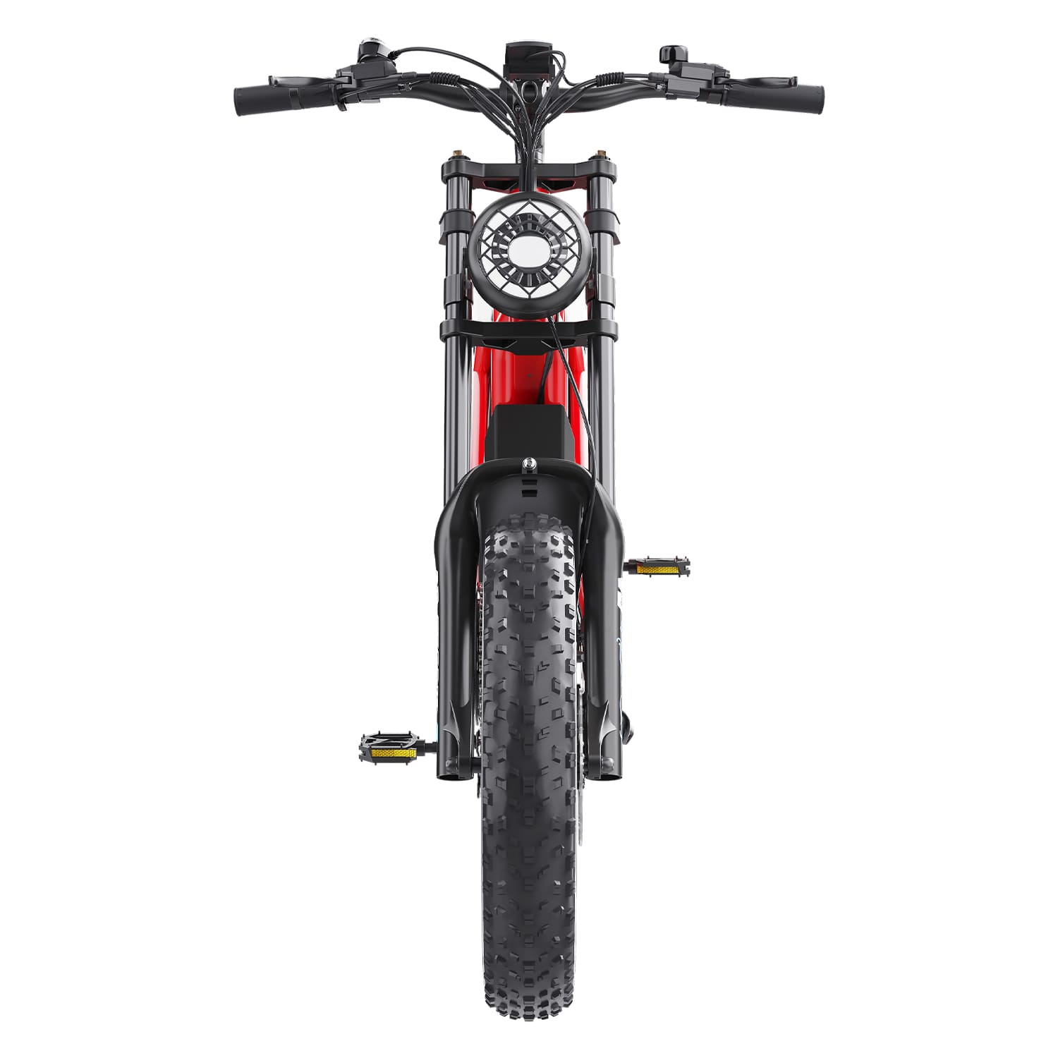 Red fat tire e bike, designed for all terrains including city, mountain and trekking electric bike rides in the UK