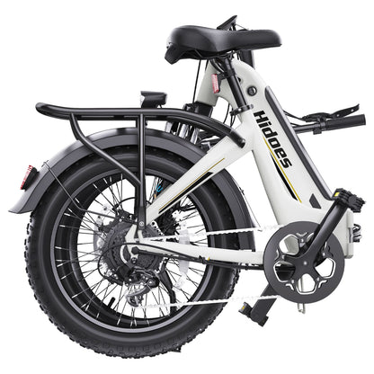 White folding fat tire e bike, designed for all terrains including city, mountain and trekking electric bike rides in the UK