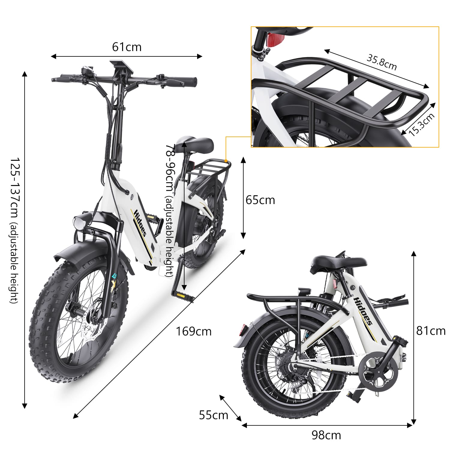 White folding fat tire e bike, designed for all terrains including city, mountain and trekking electric bike rides in the UK