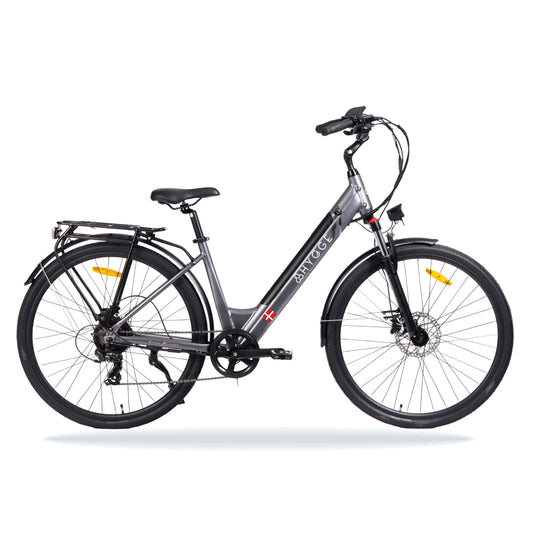 Step through electric bike with pedal assist, perfect for commuting, off-road cycling, and city travel across the UK.