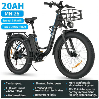 Top rated fat tire e bike in black, designed for city commuting and every day bike ride in the UK