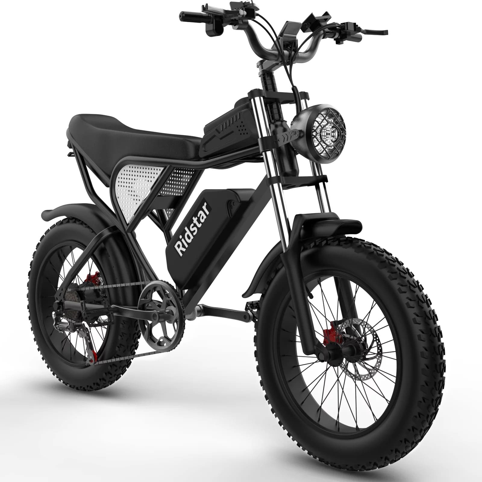 Black fat tire e bike, designed for all terrains including city, mountain and trekking electric bike rides in the UK