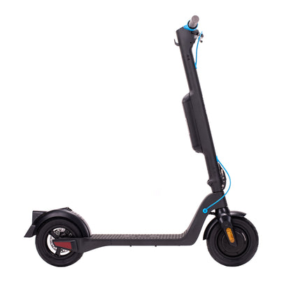 Black and blue electric e scooter for affordable commuting, ideal for daily use, available in the UK