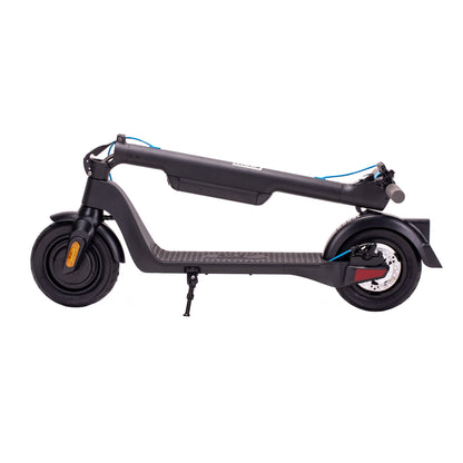 Black and blue electric e scooter for affordable commuting, ideal for daily use, available in the UK