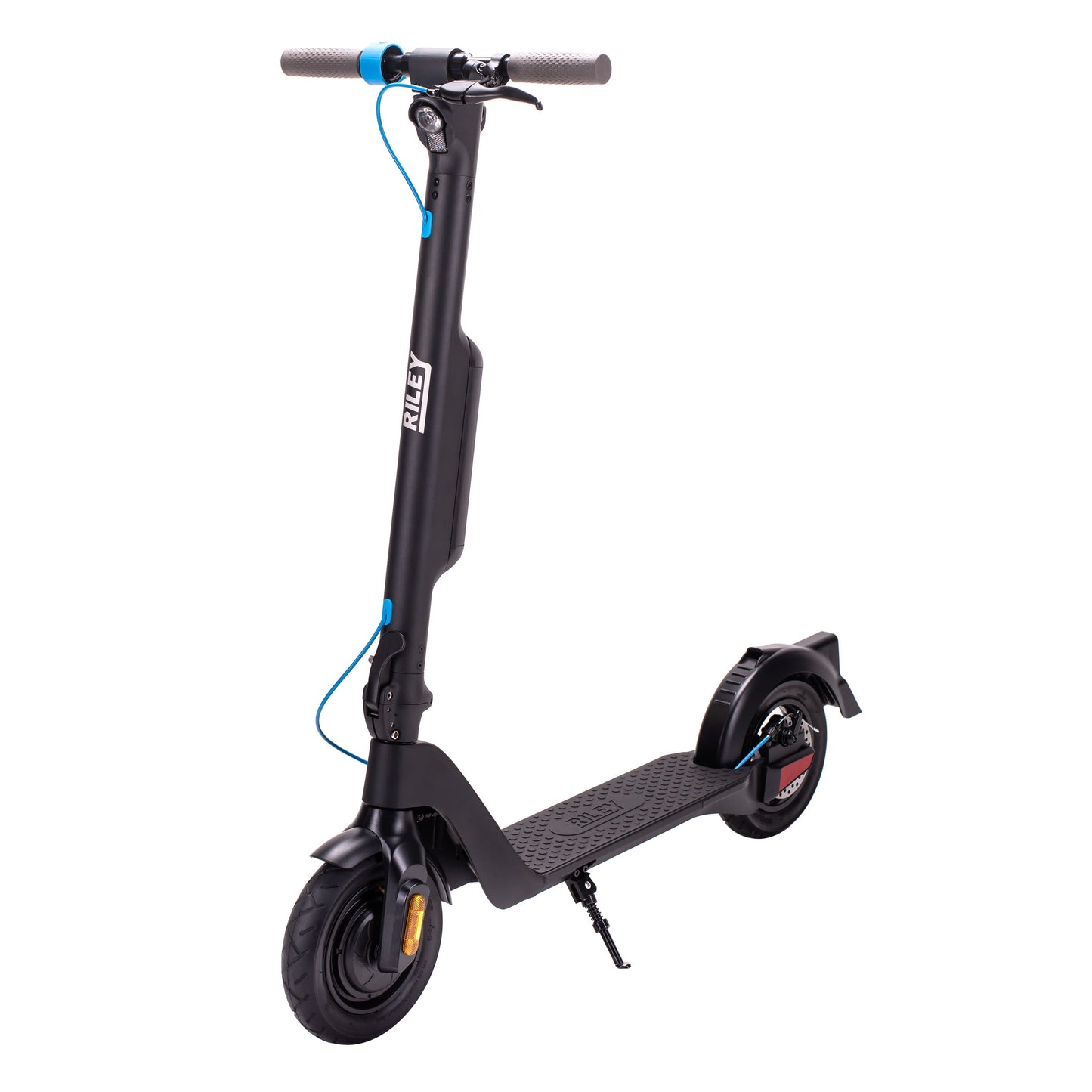 Black and blue electric e scooter for affordable commuting, ideal for daily use, available in the UK