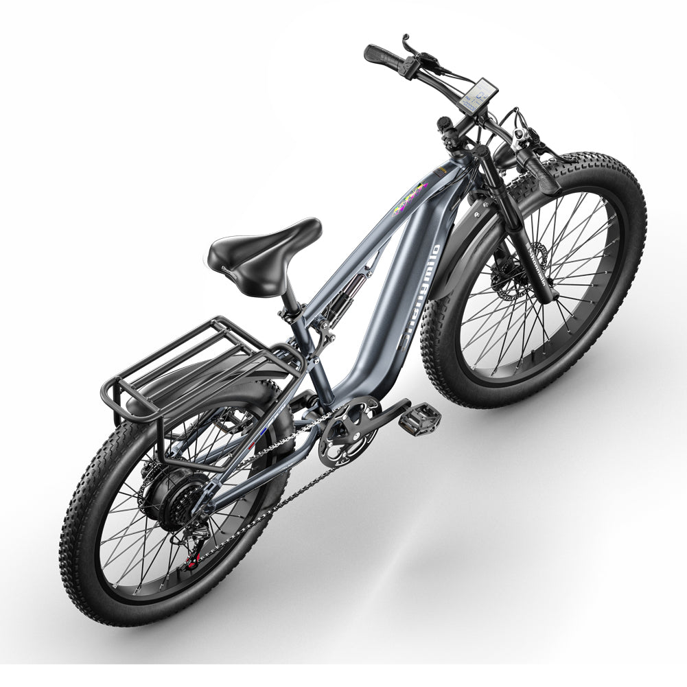 Top rated blue electric bike with pedal assist, perfect for commuting, mountain cycling, and city travel across the UK.