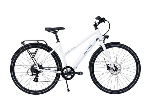 Top rated white e bike in black, designed for fast affordable city commuting, offering a stylish electric bike ride in the UK