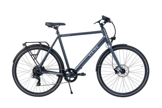 Grey top rated electric bike with pedal assist, perfect for commuting, trekking, mountain cycling, and city travel across the UK.