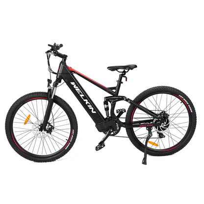 Black electric bike with pedal assist, perfect for commuting, trekking, mountain cycling, and affordable city travel across the UK.