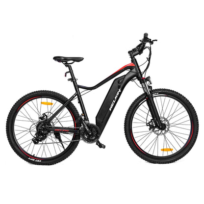 Black electric bike with pedal assist, perfect for cross country, trekking, mountain cycling, and affordable travel across the UK.