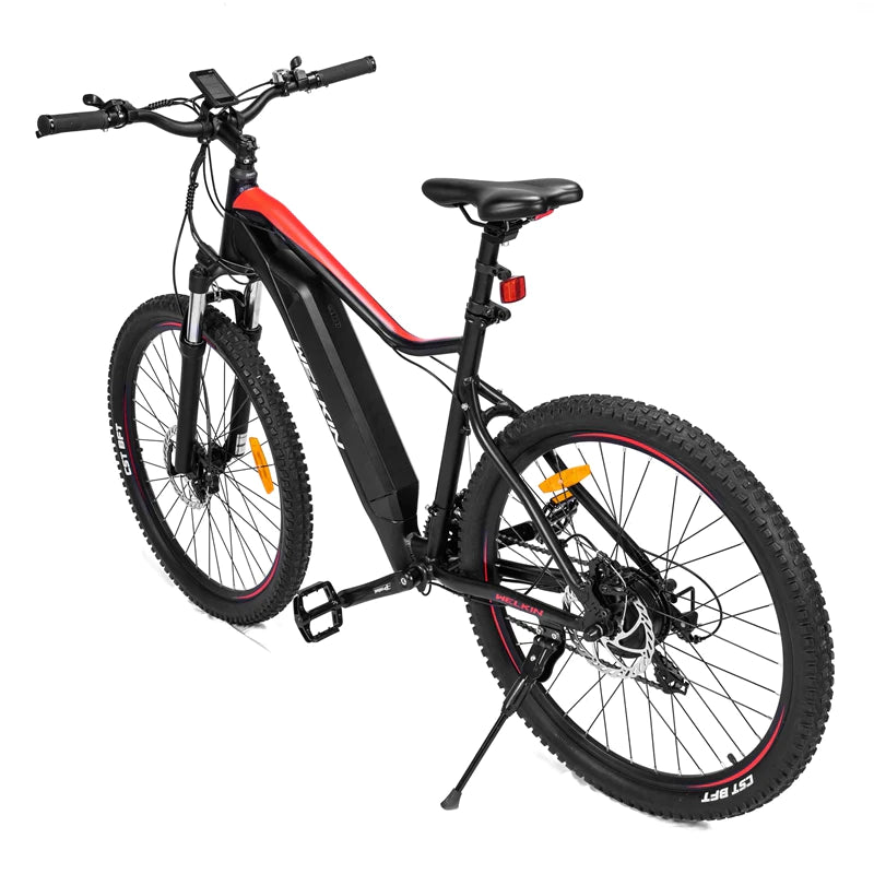 Black electric bike with pedal assist, perfect for cross country, trekking, mountain cycling, and affordable travel across the UK.